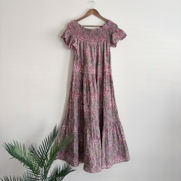 Marea By Liz Joy Dresses & Skirts - Marea Off Shoulder Floral Midi Dress Medium Mauve
